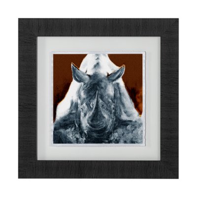12999 - Rhino Burn Orange by Mercana Studio a Hand Embellished Textured Framed Art Print Matted under Glass
