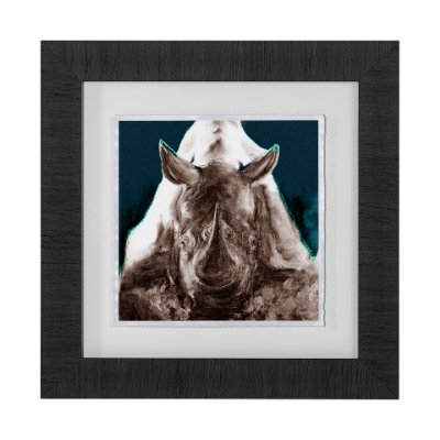 13000 - Rhino Blue by Mercana Studio a Hand Embellished Textured Framed Art Print Matted under Glass