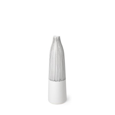 68625 - Kira I Small White Pinstripe Ceramic Vase 