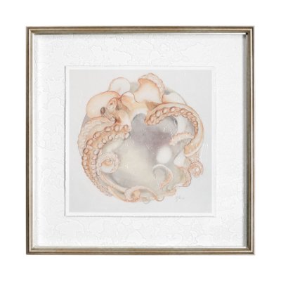 13204 - Who Stole My Precious I Peach by Fiona H a Hand Embellished Textured Framed Print Matted under Glass