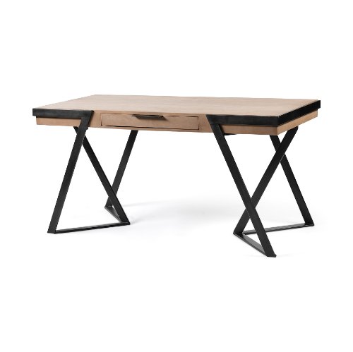 68488 - Steinbeck 61L x 28.75W x 30H Light Brown Wooden Iron Frame Office Desk