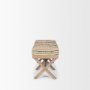 68460 - Solis 50L x 16W Brown Base Upholstered Beige/Black Stripe Seat Accent Bench