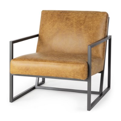 67084 - Armelle II Brown Leather Seat w/Gray Metal Frame Accent Chair