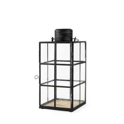 68832 - Gamfield 6.1L x 6.1W x 13.4H Medium Black Metal and Glass Lantern