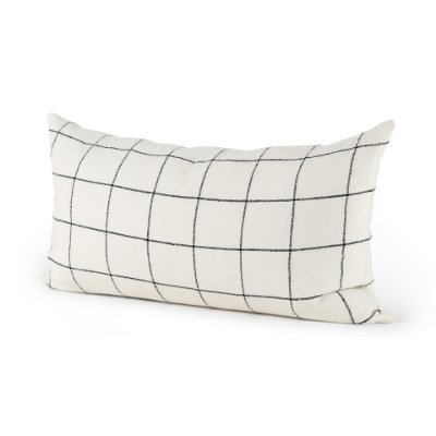 68876 - Suzanne 14x26 White/Black Square Pattern Pillow Cover