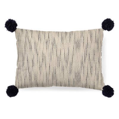 68890 - Krystal 13x21 Cream/Blue Pom Pom Pillow Cover