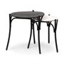 68508 - Etienne VII 24" Set of Two Round Top Black Wood and Marble Top Nesting Table