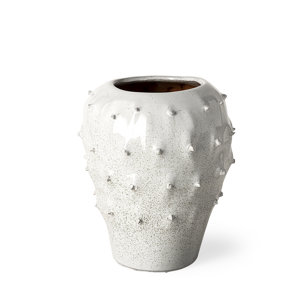 Julian Small Glossy White Ceramic Spoked Vase 