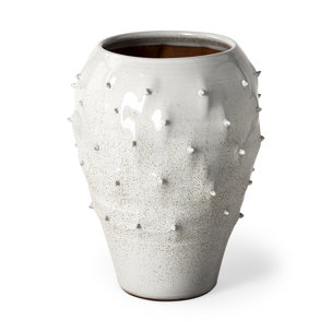 Julian Large Glossy White Ceramic Spoked Vase 