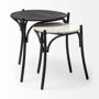 68508 - Etienne VII 24" Set of Two Round Top Black Wood and Marble Top Nesting Table