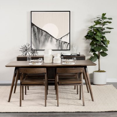 68844 - Nicholas II 72x39 Brown Solid Wood Top Metal/Wood Leg Dining Table