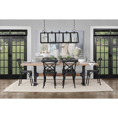 68230-AB - Araxi 95L x 41W x 30H Rectangular Brown Solid Wood Top Black Metal Base Dining Table
