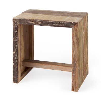 69150 - Solveig 18.0L x 13.0W x 17.0H Light Brown Wood Rectangular Accent Stool