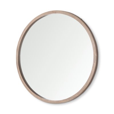 69234 - Gambit 46" Round Light Brown Wood Frame Wall Mirror