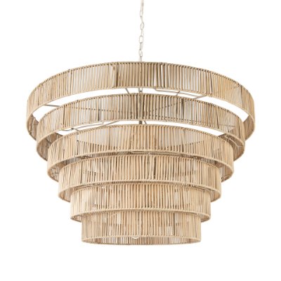 69240 - Marimba 40 L x 40 W x 24 H Natural Cane 6 Tier Chandelier