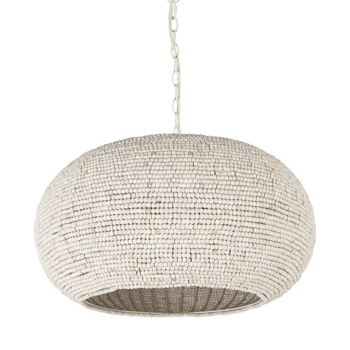 69241 - Theta 30.0 L x 30.0 W x 15.0 H White-Washed Beaded Chandelier