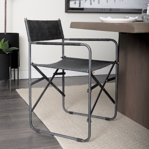 68797 - Direttore Black Iron Frame Black Leather Dining Chair