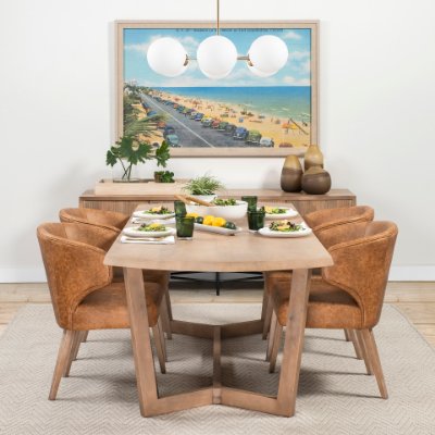 68323 - Niles 20" Seat Height Brown Faux Leather Seat W/Brown Wooden Legs Wingback Dining Chair 