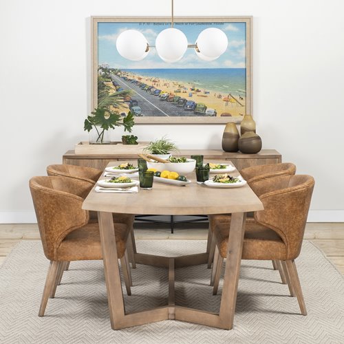 68323 - Niles 20" Seat Height Brown Faux Leather Seat W/Brown Wooden Legs Wingback Dining Chair 