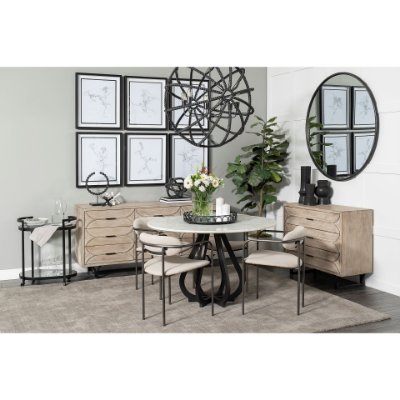 68309 - Parker I Beige Fabric Seat Gun Metal Gray Metal Frame Dining Chair