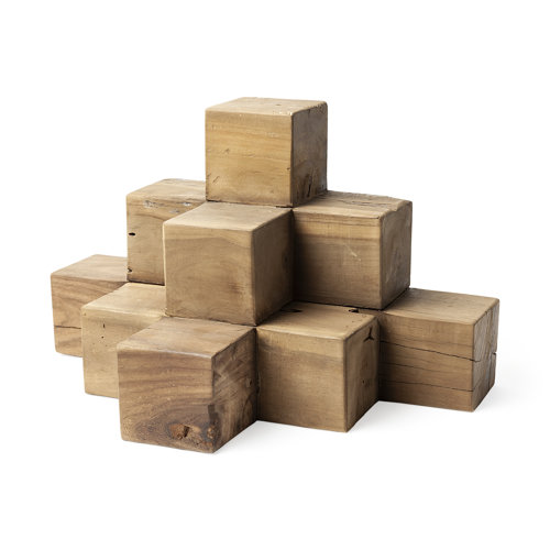 67467 - Rubik 15L x 10W Natural Wooden Cube Display Object
