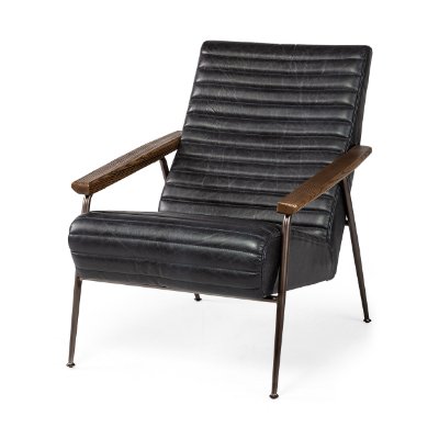 69132 - Grosjean Black Leather Wrap Metal Frame Accent Chair