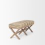 68460 - Solis 50L x 16W Brown Base Upholstered Beige/Black Stripe Seat Accent Bench