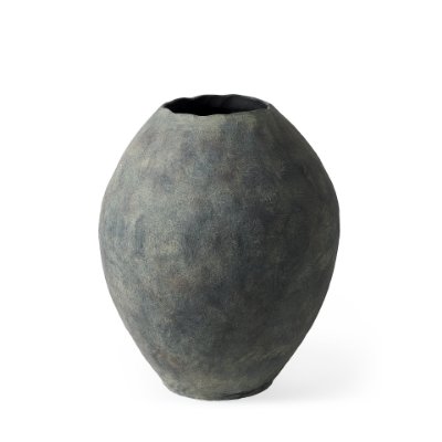 69406 - Gobi 16L x 20H Small Gray Ceramic Oval Vase