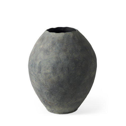 69406 - Gobi 16L x 20H Small Gray Ceramic Oval Vase