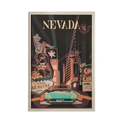 13709 - Nevada Go USA (XL) by Mercana Studio a Hand Embelished Decograph Framed Art Print under Glass