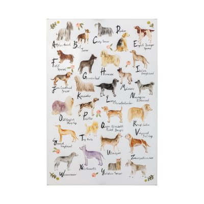 101902-L - Dog Alphabet by Melissa Wang a Hand Embellished Textured Canvas