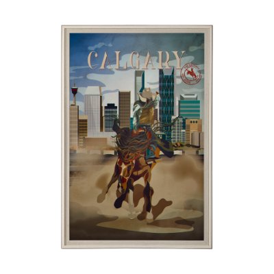 13692 - Calgary Go Canada (XL) by Mercana Studio a Hand Embellished Decograph Framed Art Print under Glass