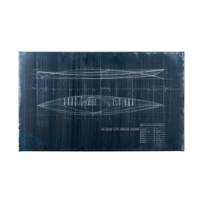 101904-L - Kayak Blueprint (50 x 30) by Fiona H a Hand Embellished Textured Canvas