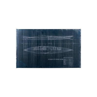 101904-S - Kayak Blueprint (40 x 24) by Fiona H a Hand Embellished Textured Canvas