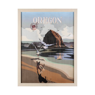 13590 - Oregon Go USA (L) by Mercana Studio a Hand Embellished Decograph Framed Art Print
