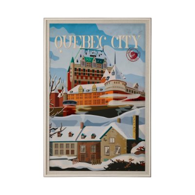 13608 - Quebec City Go Canada (XL) by Mercana Studio Hand Embellished Decograph Framed Art Print under Glass