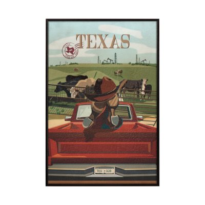 13735 - Texas Go USA (SM) by Mercana Studio a Hand Embellished Decograph Framed Art Print