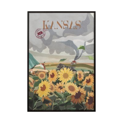 13765 - Kansas Go USA (SM) by Mercana Studio a Hand Embellished Decograph Framed Art Print