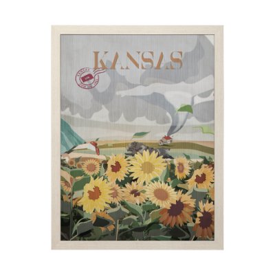 13785 - Kansas Go USA (L) by Mercana Studio a Hand Embellished Decograph Framed Art Print
