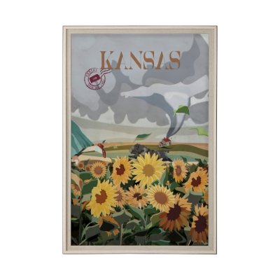 13798 - Kansas Go USA (XL) by Mercana Studio a Hand Embellished Decograph Framed Art Print under Glass