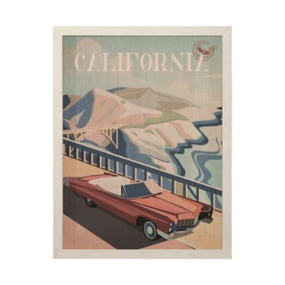 13586 - California Go USA (L) by Mercana Studio a Hand Embellished Decograph Framed Art Print