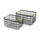 69528 - Marius (Set of 2) Matte Black Metal W/ Rope Trim Rectangular Baskets