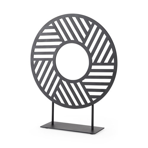 69494 - Micra 11.0L x 3.0W x 13.4H Matte Black Metal Decorative Object on a Stand