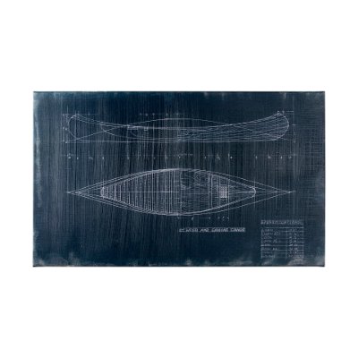 101903-L - Canoe Blueprint (50 x 30) by Fiona H a Hand Embellished Textured Canvas