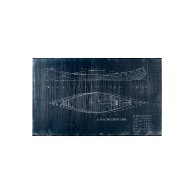 101903-S - Canoe Blueprint (40 x 24) by Fiona H a Hand Embellished Textured Canvas