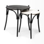 68508 - Etienne VII 24" Set of Two Round Top Black Wood and Marble Top Nesting Table
