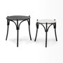 68508 - Etienne VII 24" Set of Two Round Top Black Wood and Marble Top Nesting Table