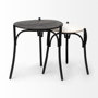 68508 - Etienne VII 24" Set of Two Round Top Black Wood and Marble Top Nesting Table