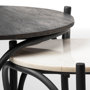 68508 - Etienne VII 24" Set of Two Round Top Black Wood and Marble Top Nesting Table