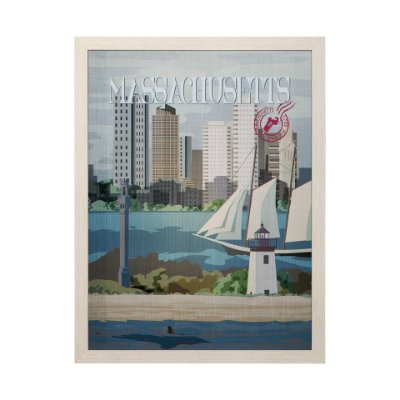 13547 - Massachusetts Go USA (L) by Mercana Studio a Hand Embellished Decograph Framed Art Print